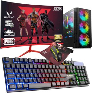 Zeiron Fx60 i5-3470 RX550 23.8" Dos Curved Masaüstü Oyuncu Bilgisayarı (AMX 1101G-GLASS KASA/ZEİRON ZM-575 MONİTOR/EVERST ECO KLAVYE MAUSE KULAKLIK SET)