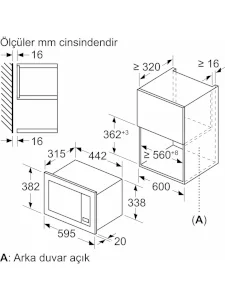 Bosch BFL623MW3 20 lt White Built-in Microwave Oven